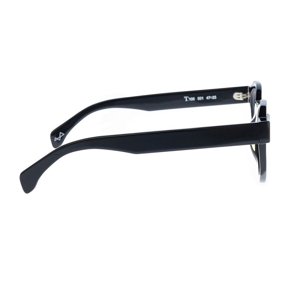 T106 Bold Round Frame Sunglasses In Black Satin Acetate