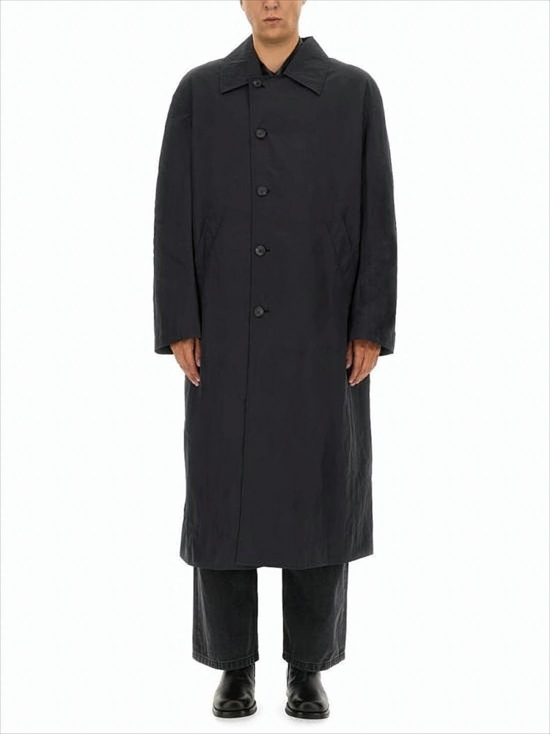 Black Long Coat with Classic Collar