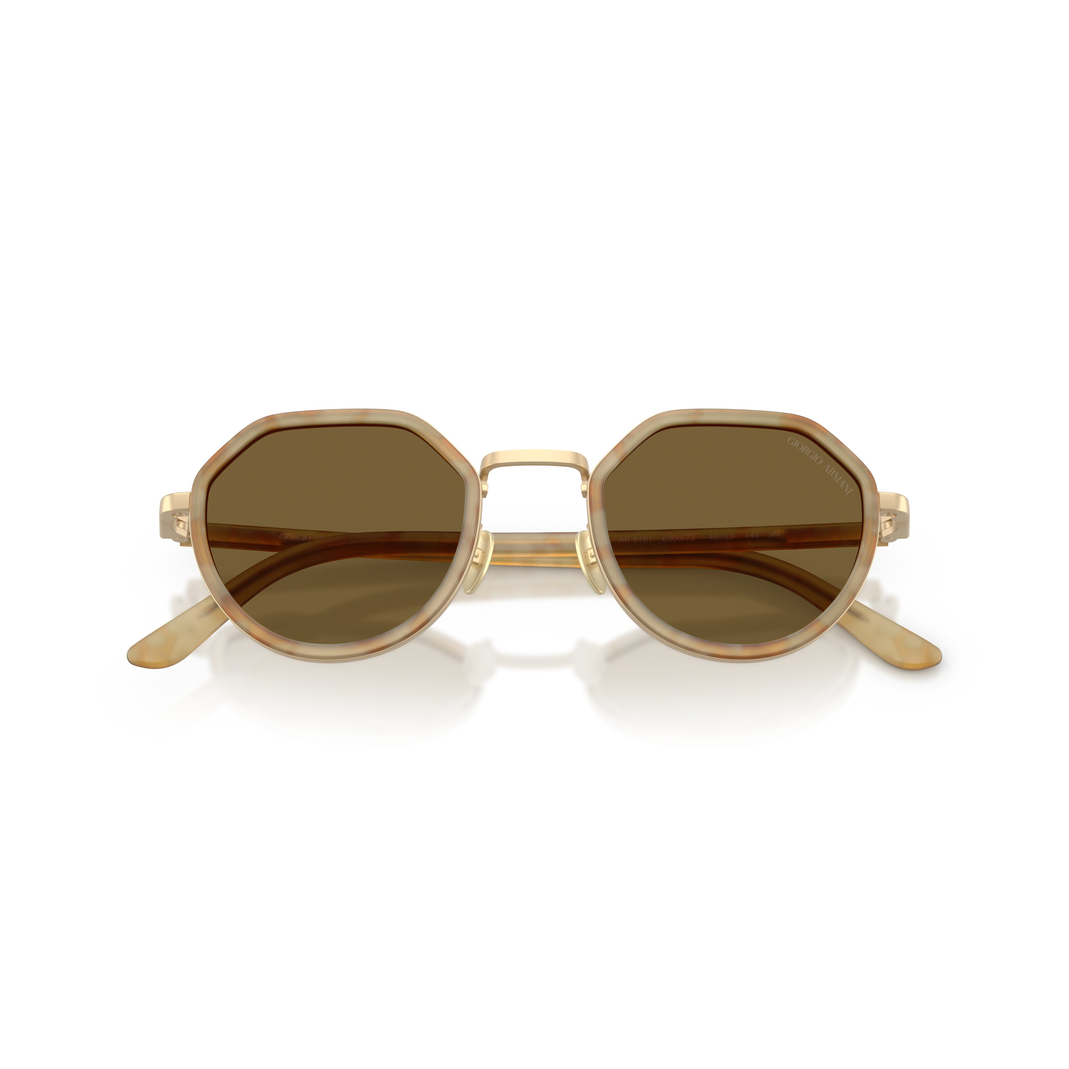 0ar6181 Octagonal Frame Sunglasses with Translucent Beige Accents