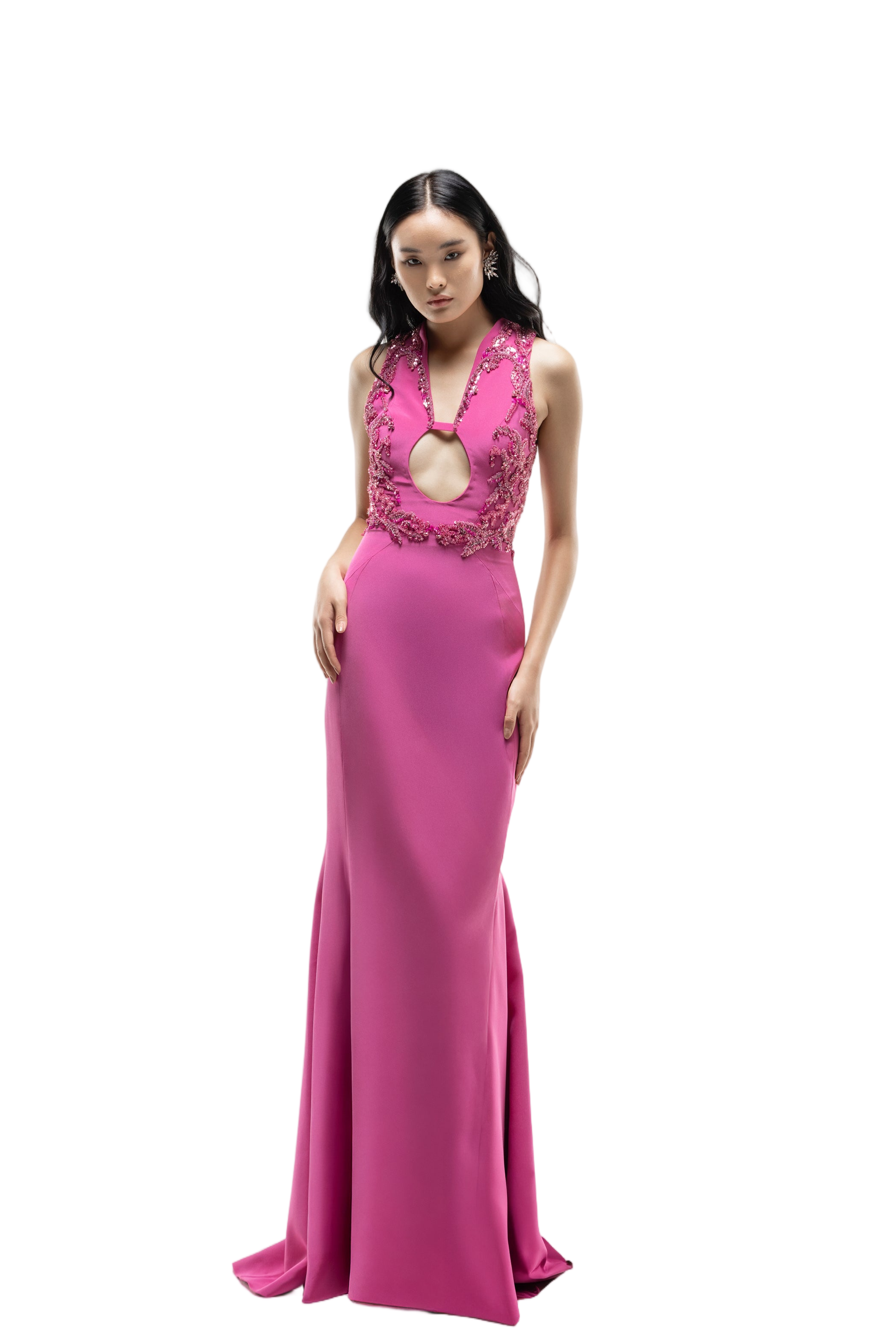 Embroidered Crepe Dress