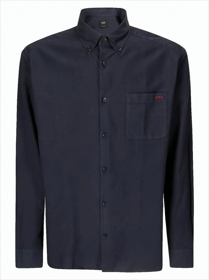 Long-Sleeve Button-Up Shirt with Classic Collar