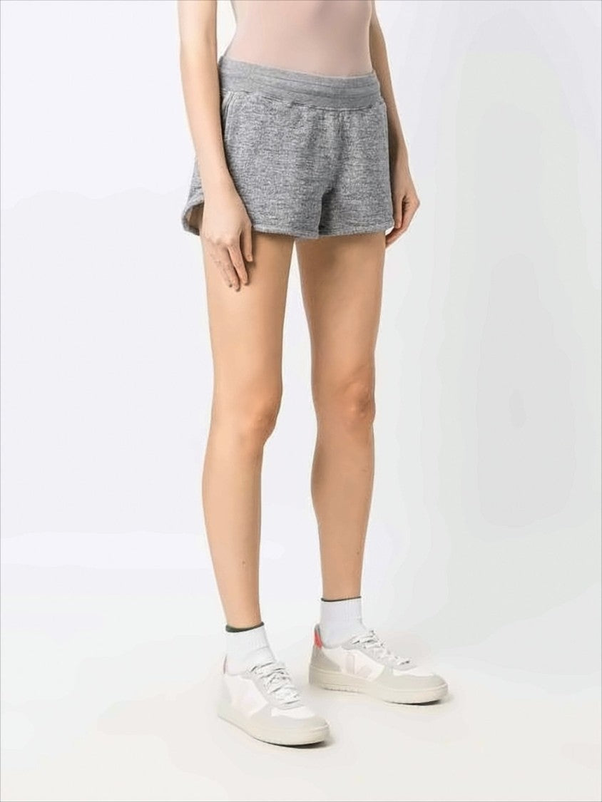 Heathered Grey Shorts with Elastic Waistband and Metallic Detail