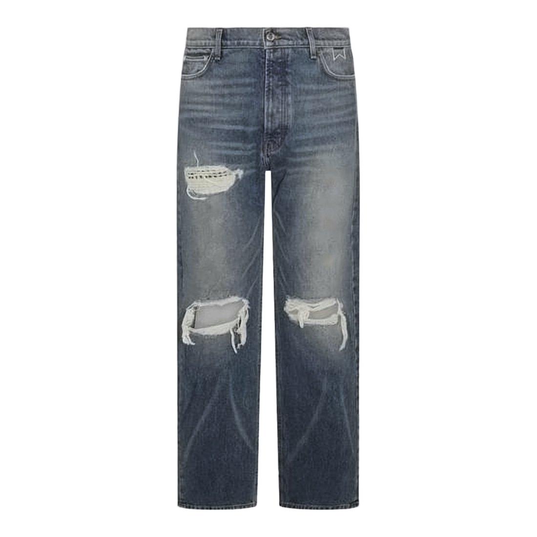 Distressed Relaxed-Fit Denim Pants