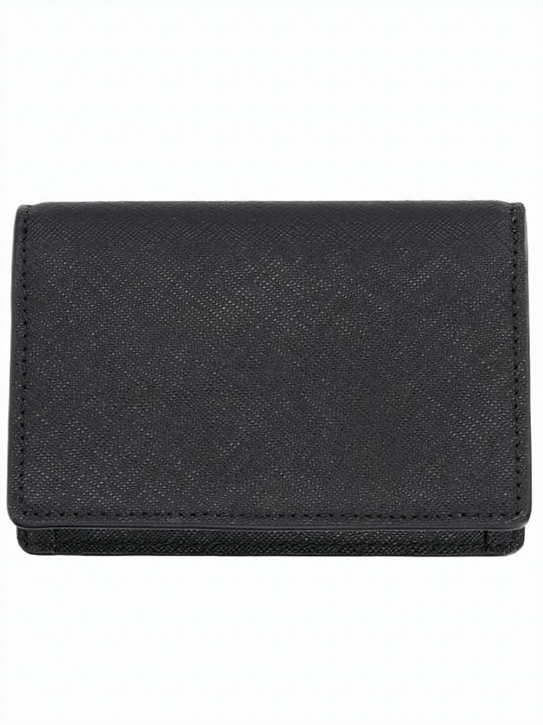 Textured Leather Cardholder with Flap Closure