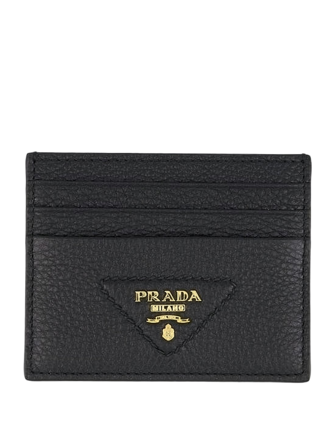 Textured Leather Cardholder with Gold-tone Logo