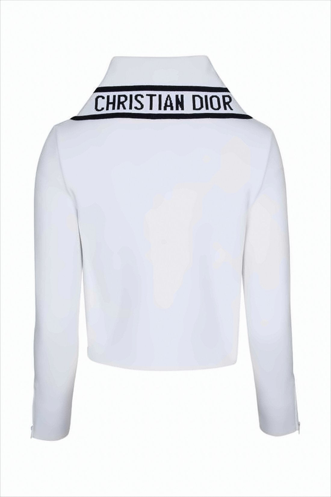 Cropped White Jacket with Contrasting Stripes
