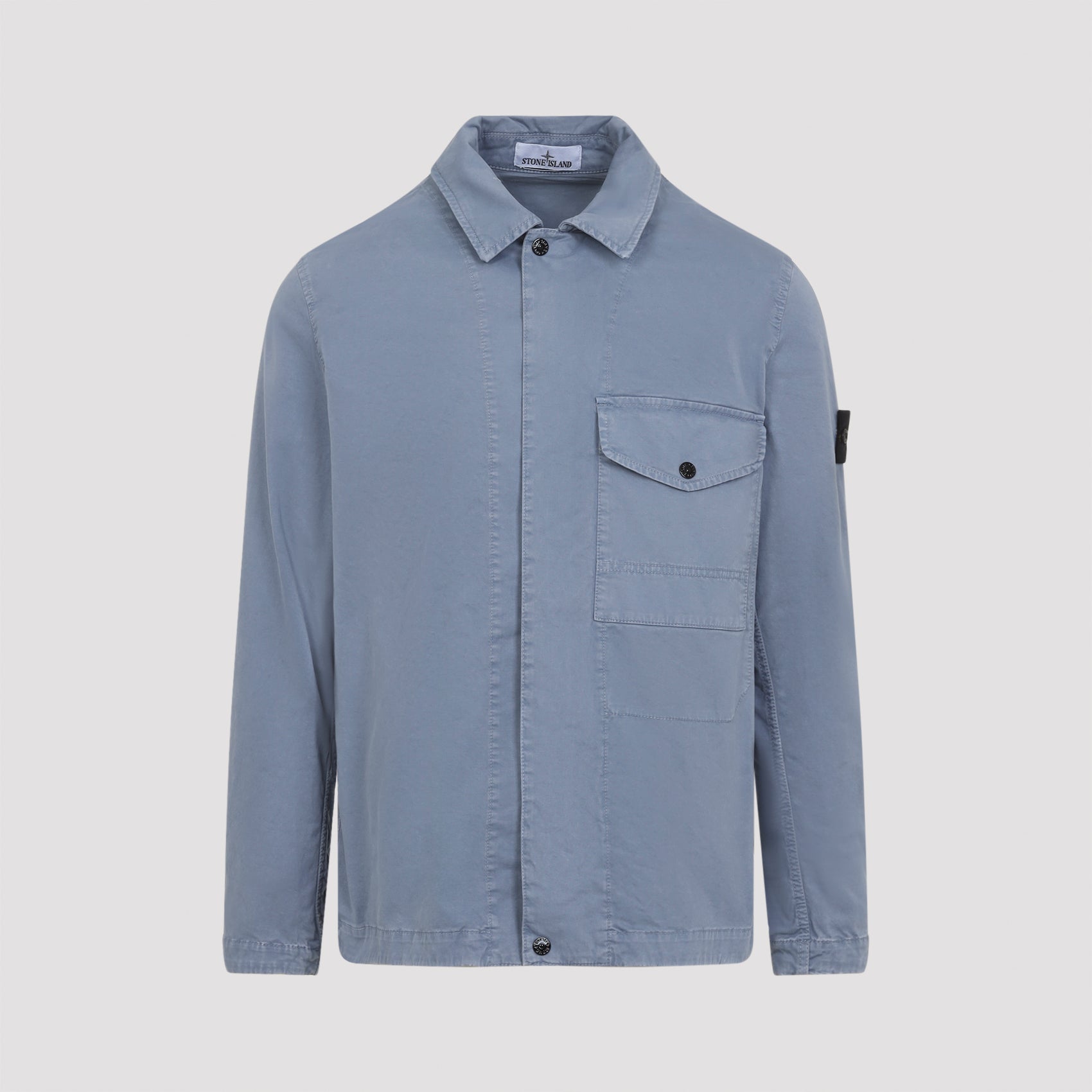 Relaxed Fit Blue Cotton Blend Shirt