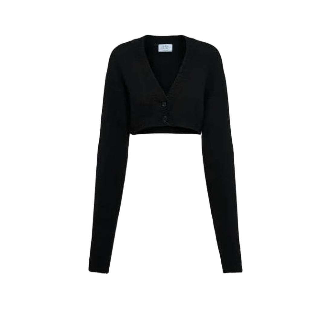 Cropped Black Cardigan With Deep V-Neckline