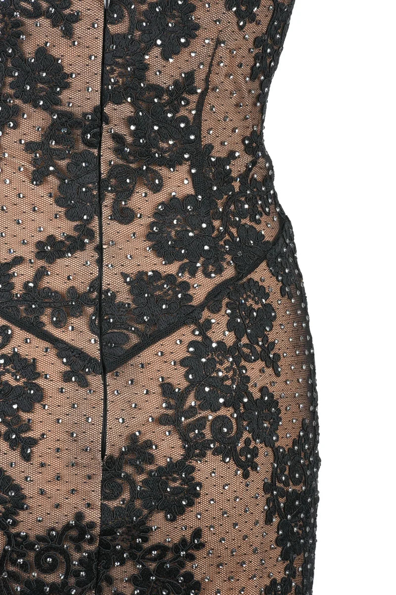 Long Mermaid Sequin Dress - Black