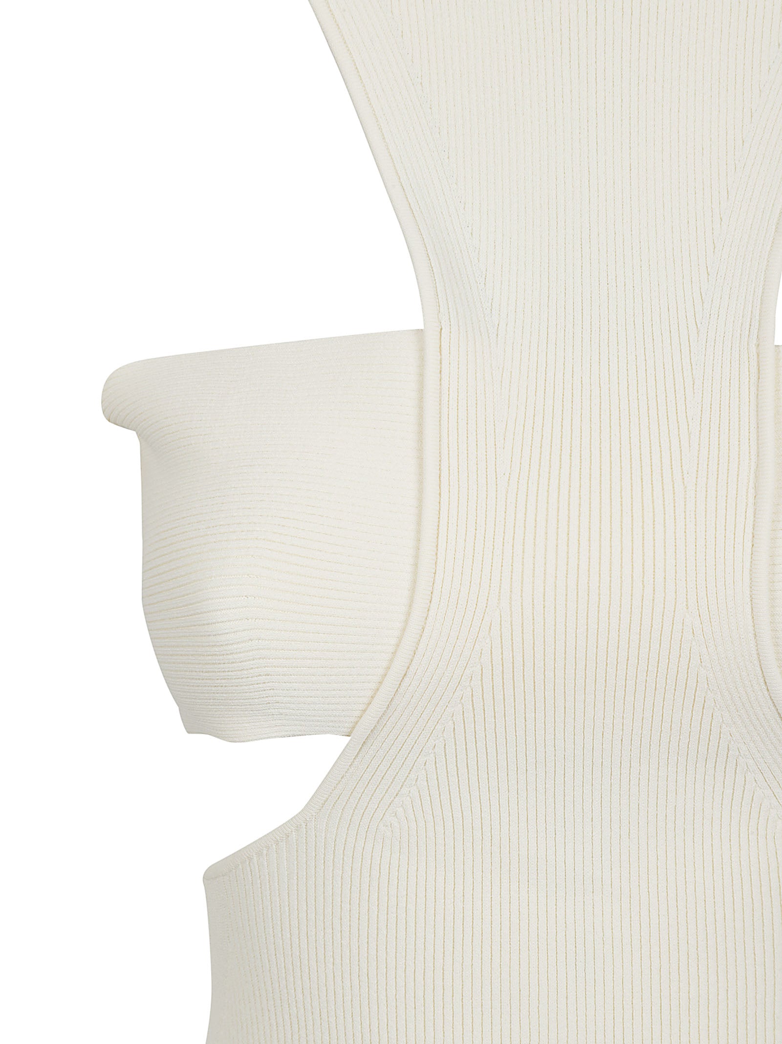 Floor-length White Dress with Fitted Bodice