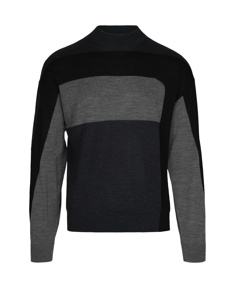 Colorblock Crew Neck Sweater In Virgin Wool
