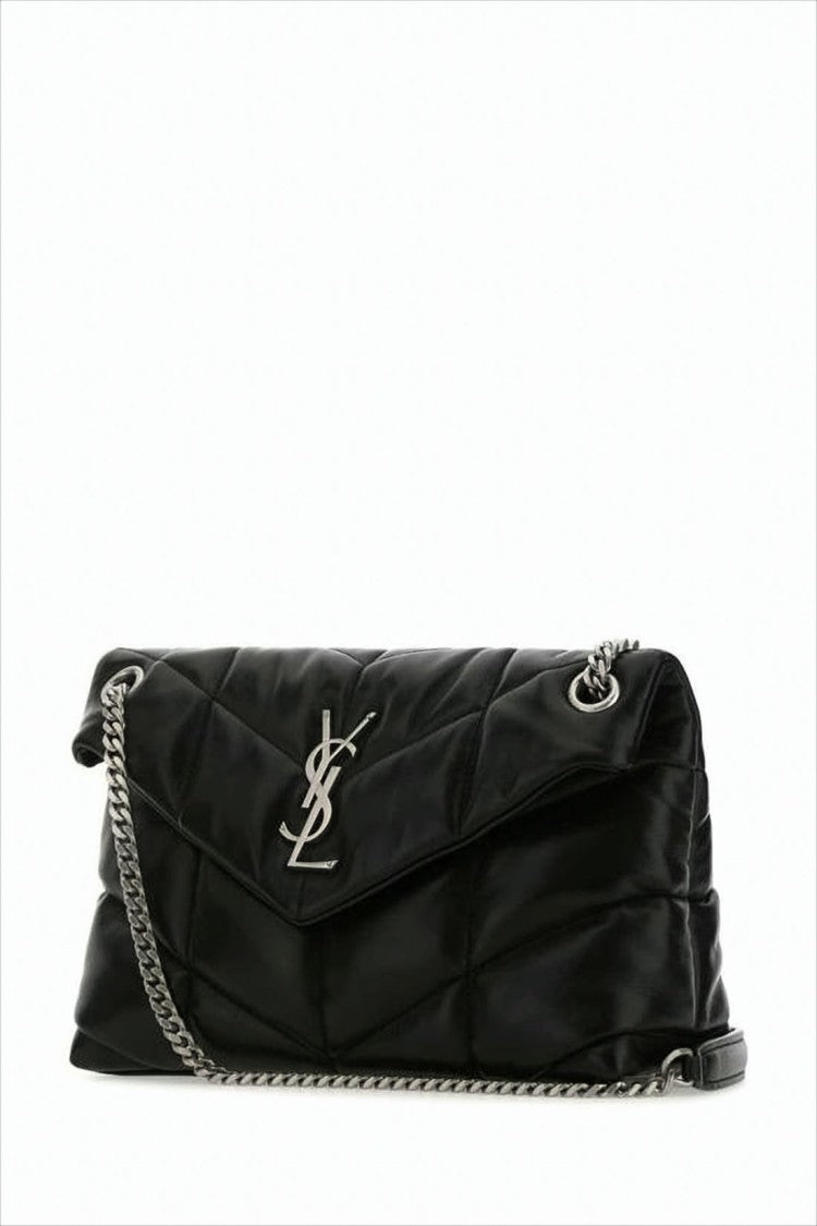Quilted Lambskin Shoulder Bag with Silver-tone Chain Strap