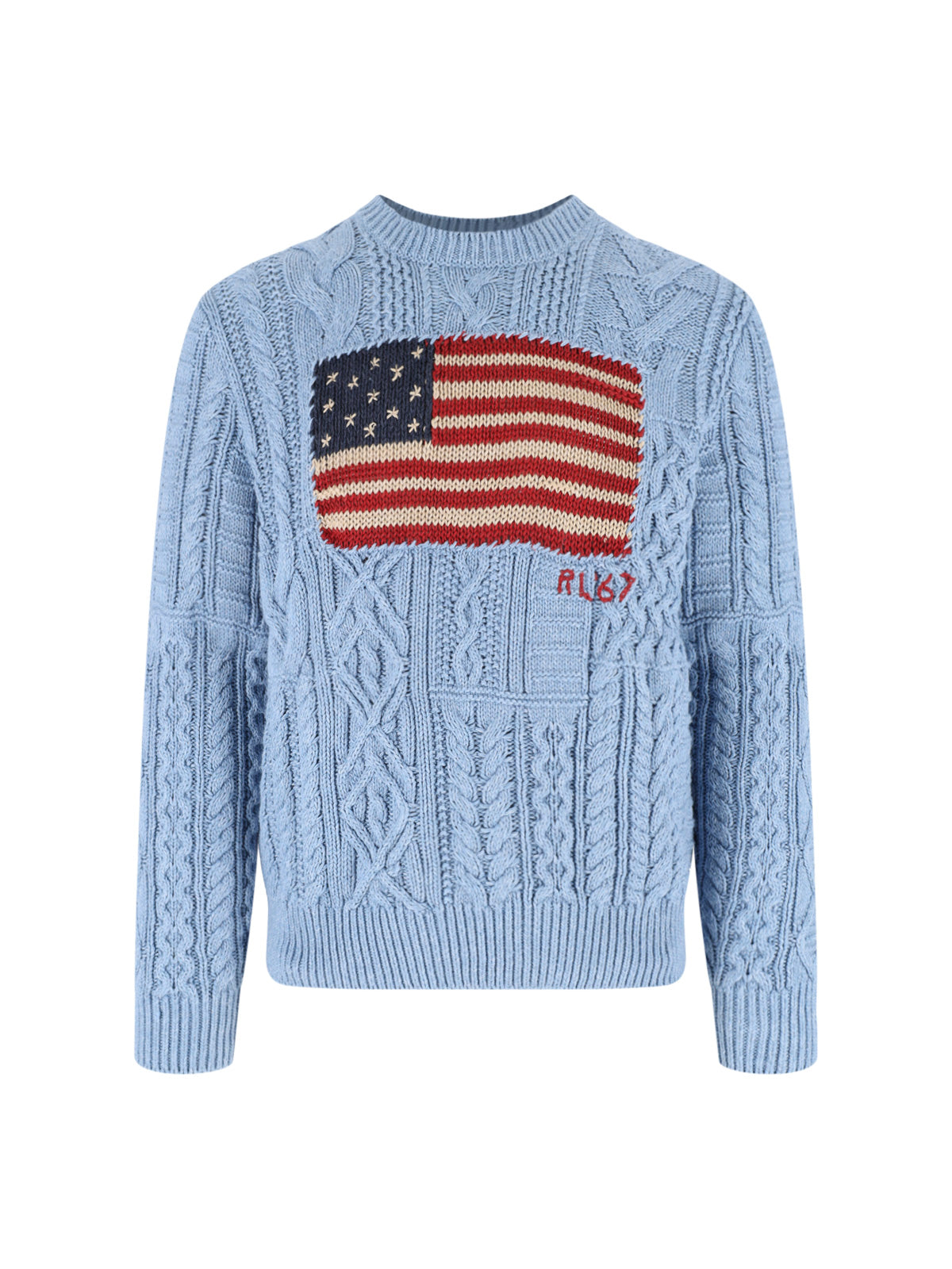 Blue American Flag Cable Knit Sweater