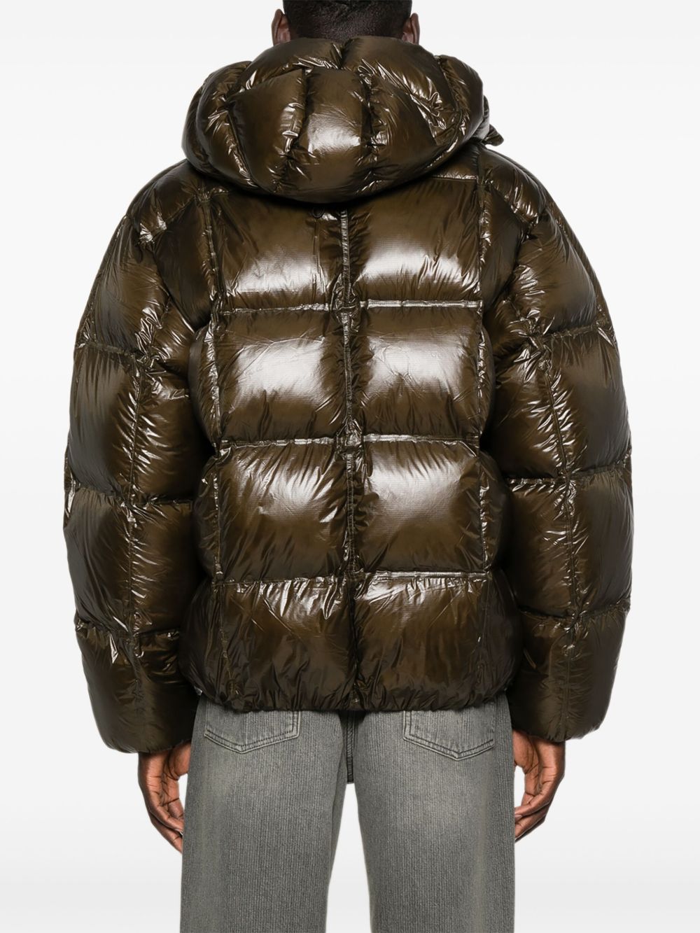Hooded Dark Green Microripstop Down Jacket
