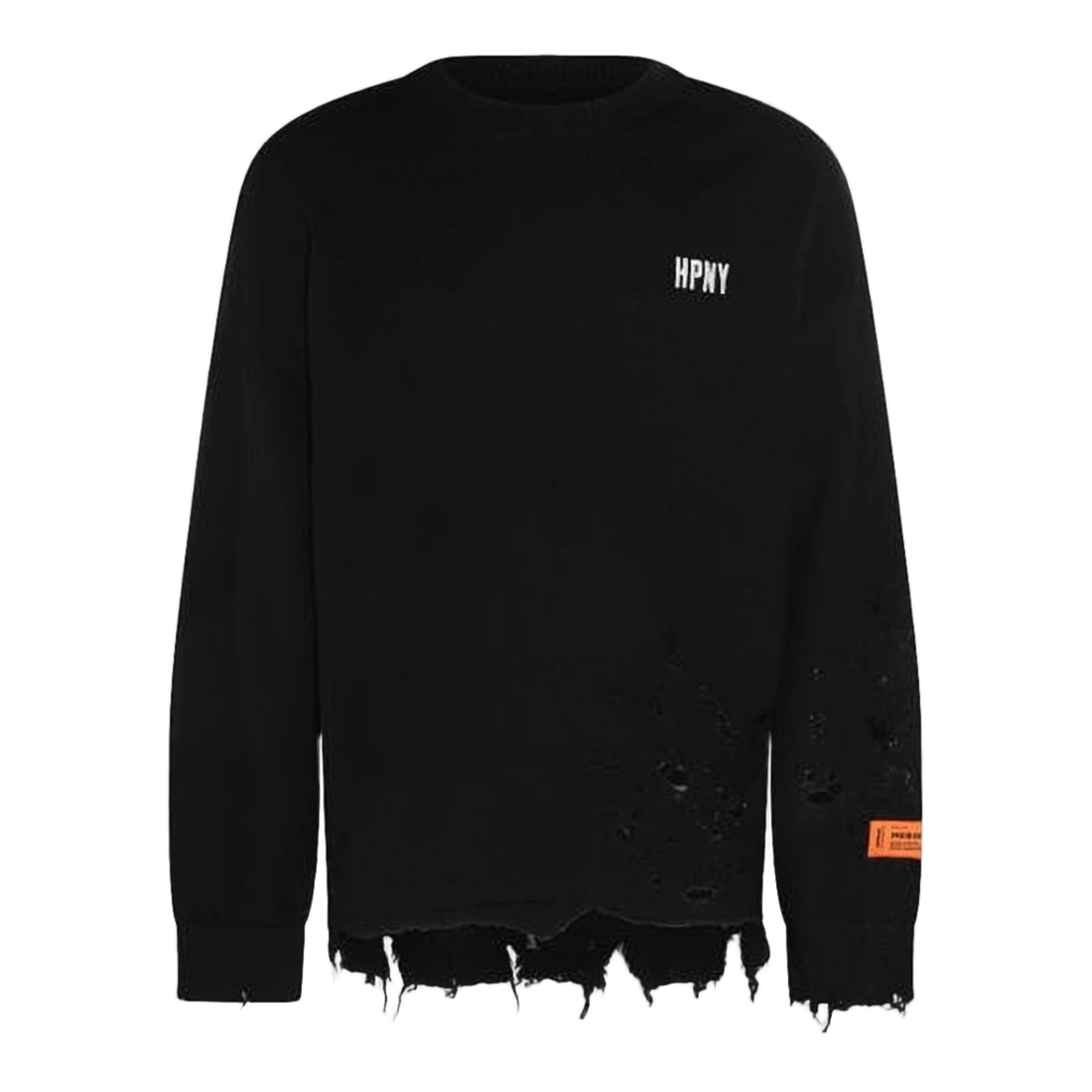 Distressed Wool Sweater with Logo Detail