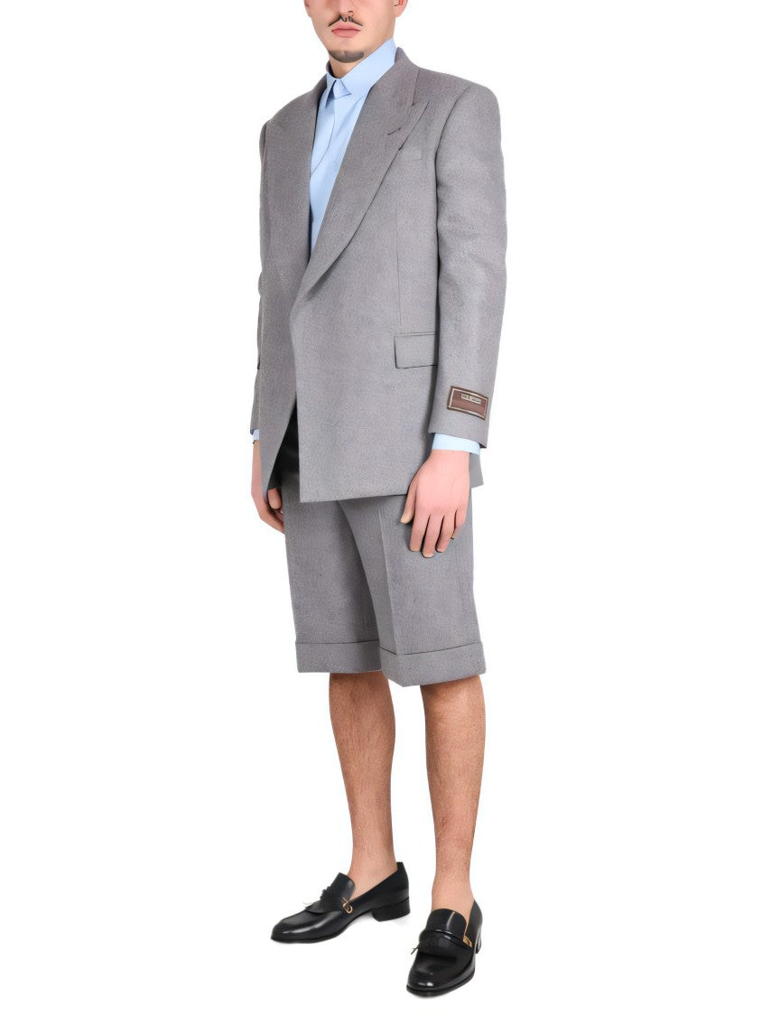Tailored Grey Shorts with Cuffed Hem