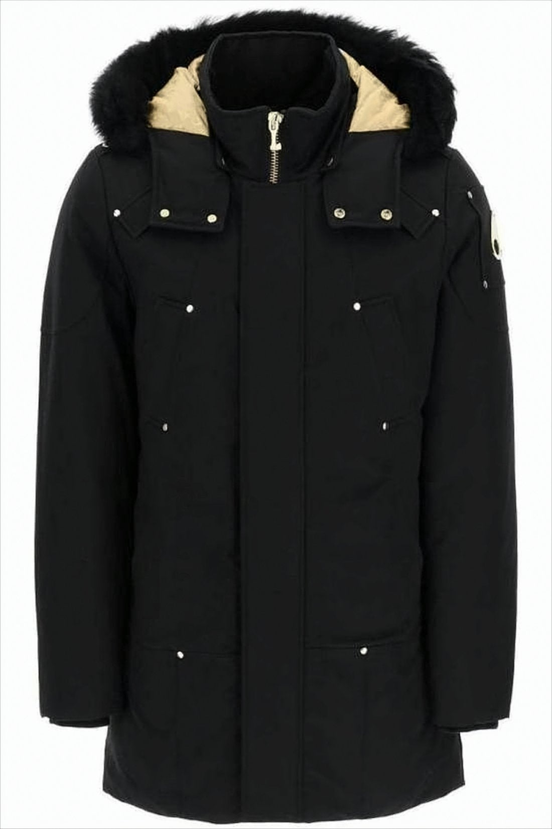 Padded Black Down Jacket with High Collar
