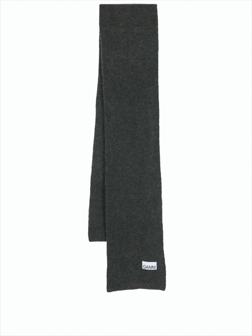 Rectangular Wool Scarf with Logo Detail