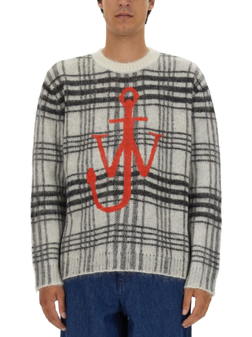 Classic Plaid Knit Jersey With Bold Anchor Logo