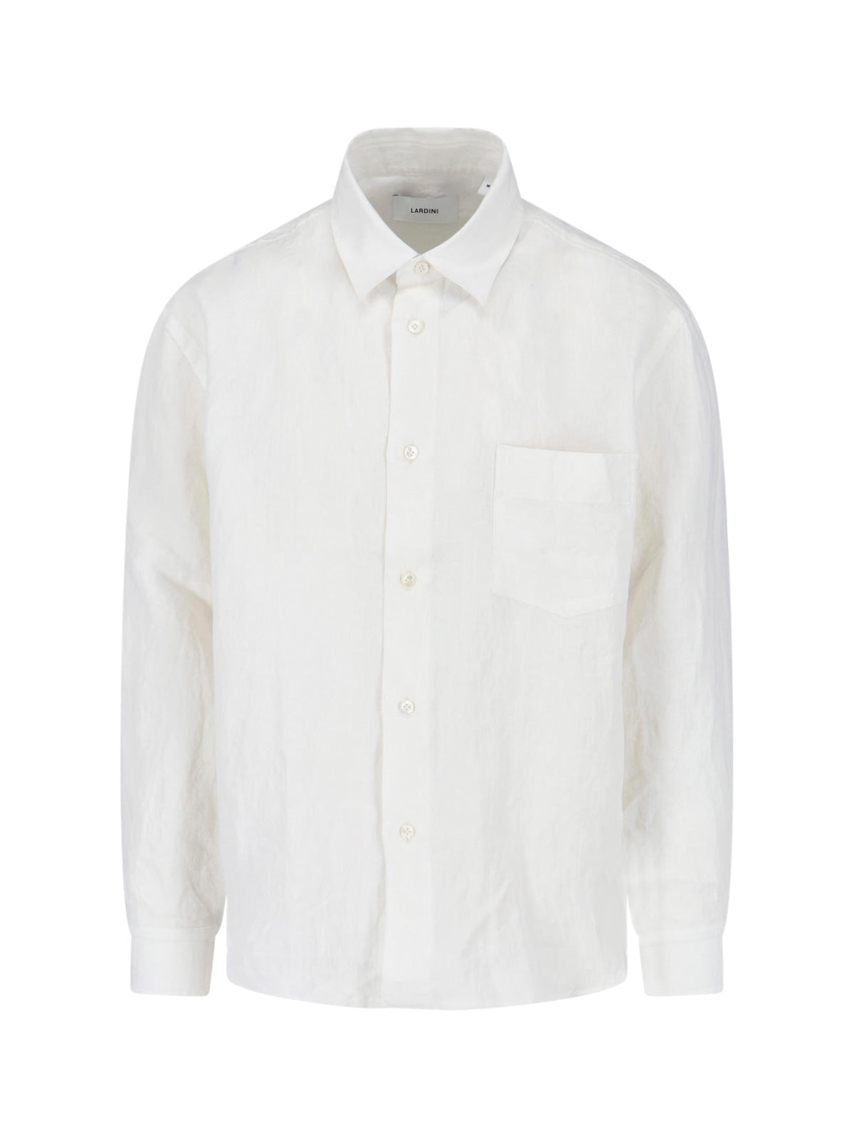 White Long-Sleeved Front Pocket Shirt
