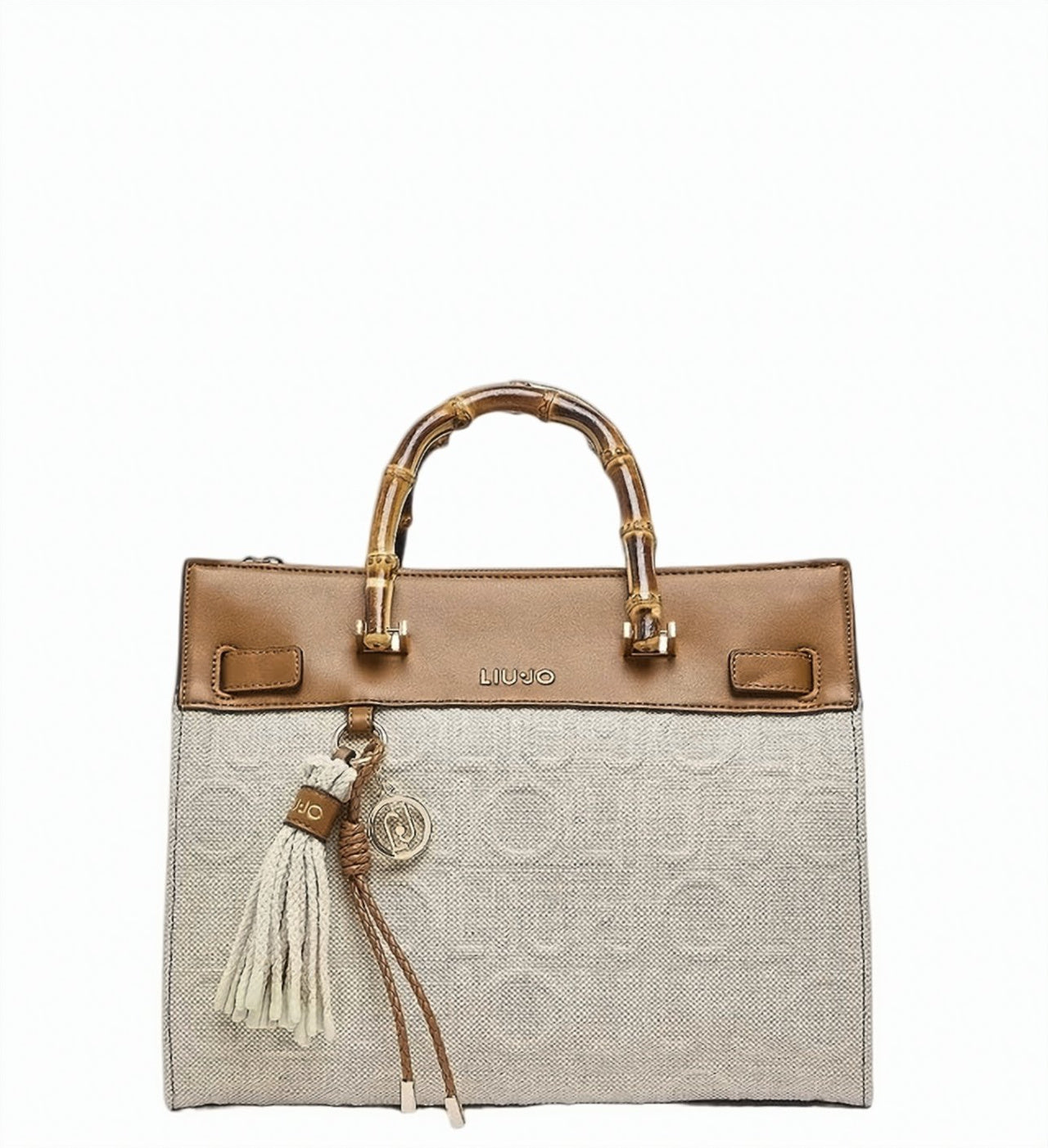 Jute Handle Medium Handbag