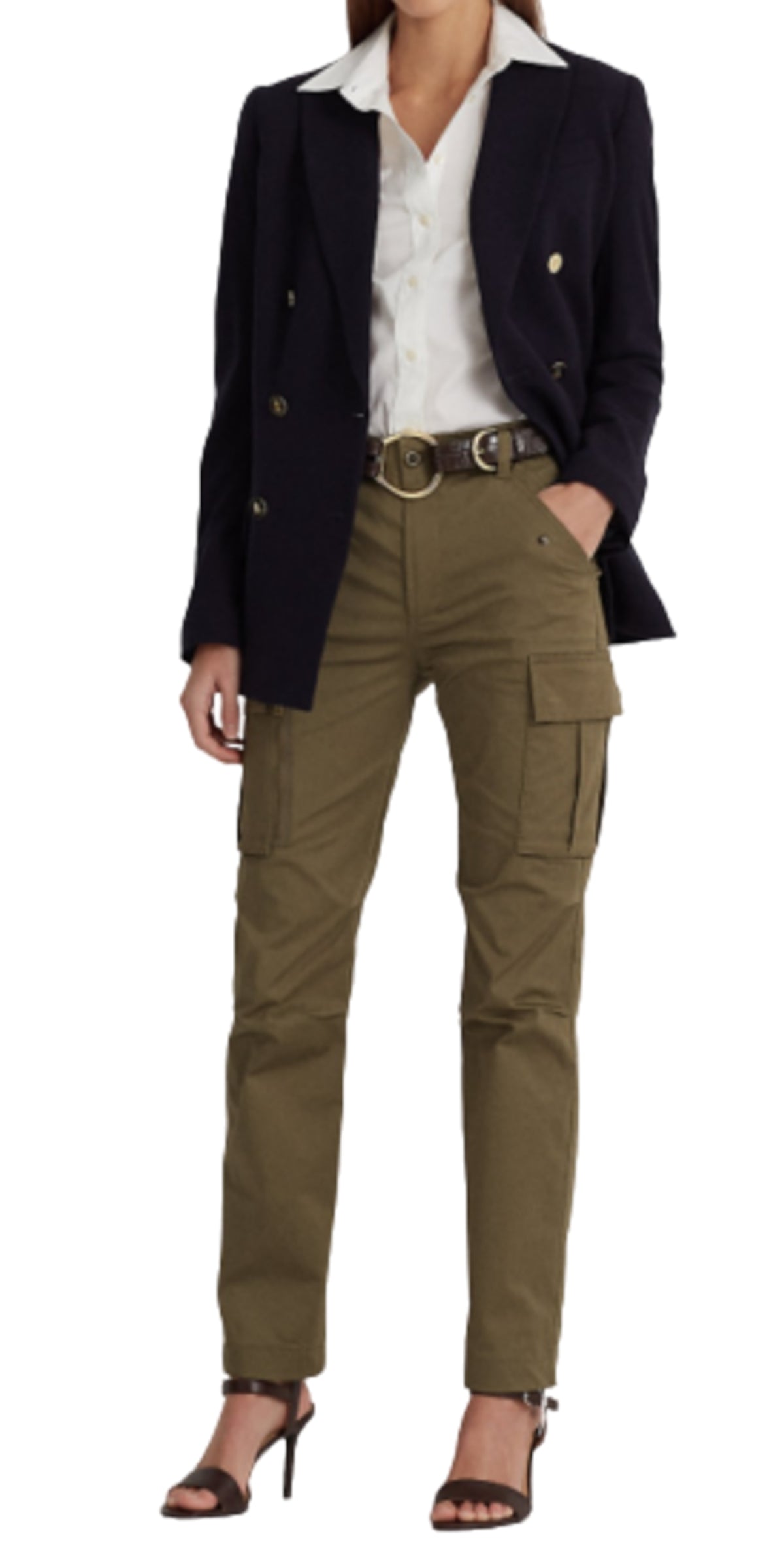 Double-Breasted Tailored Blazer with Gold-Tone Buttons