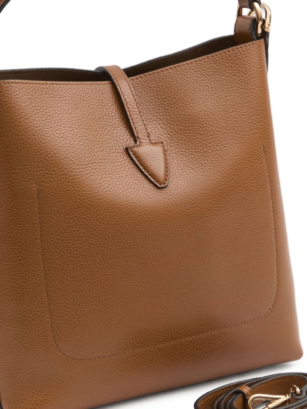 Structured Pebbled Leather Handbag With Metallic Clasp