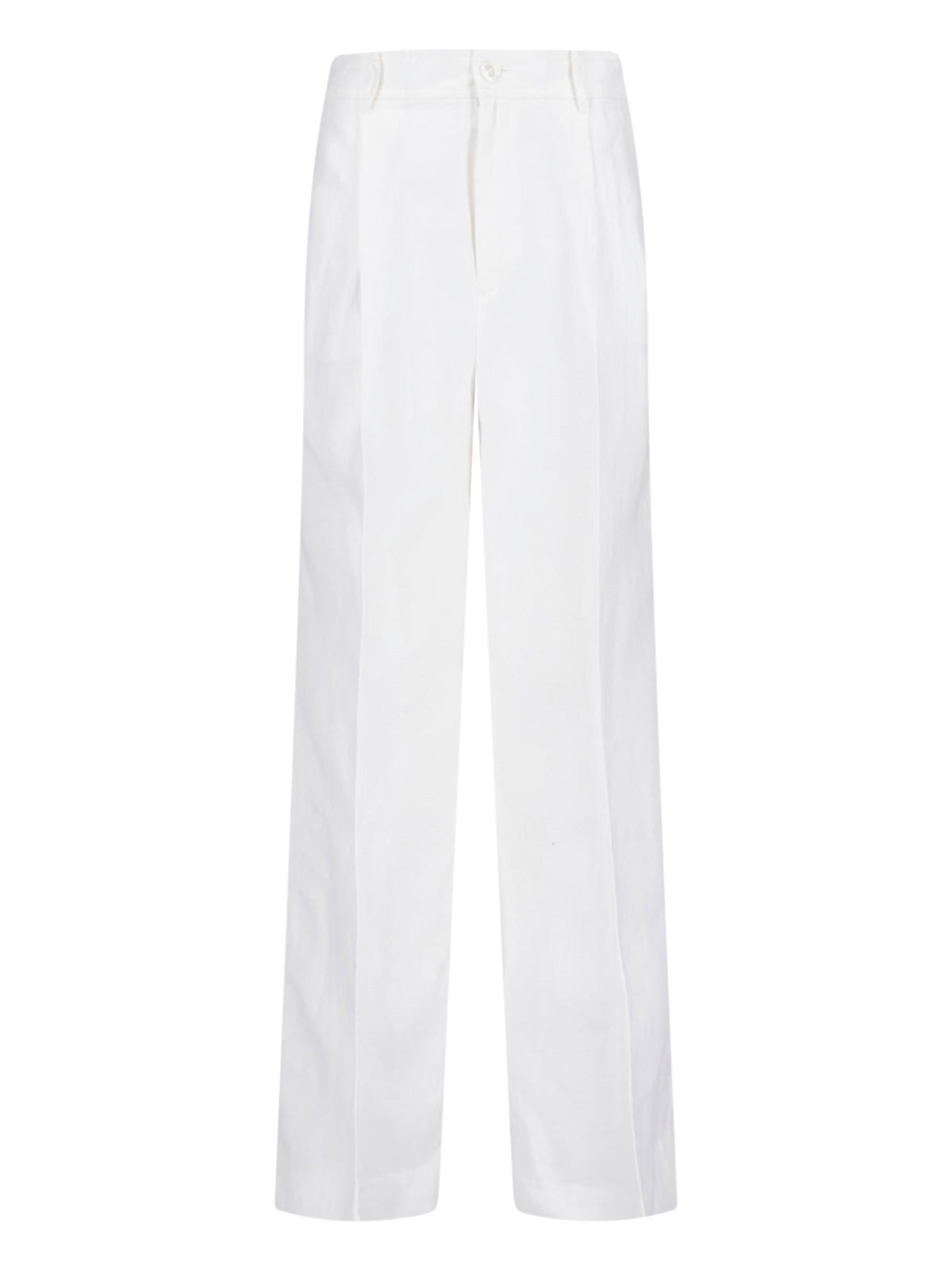 White Tailored High-Waisted Straight-Leg Trousers