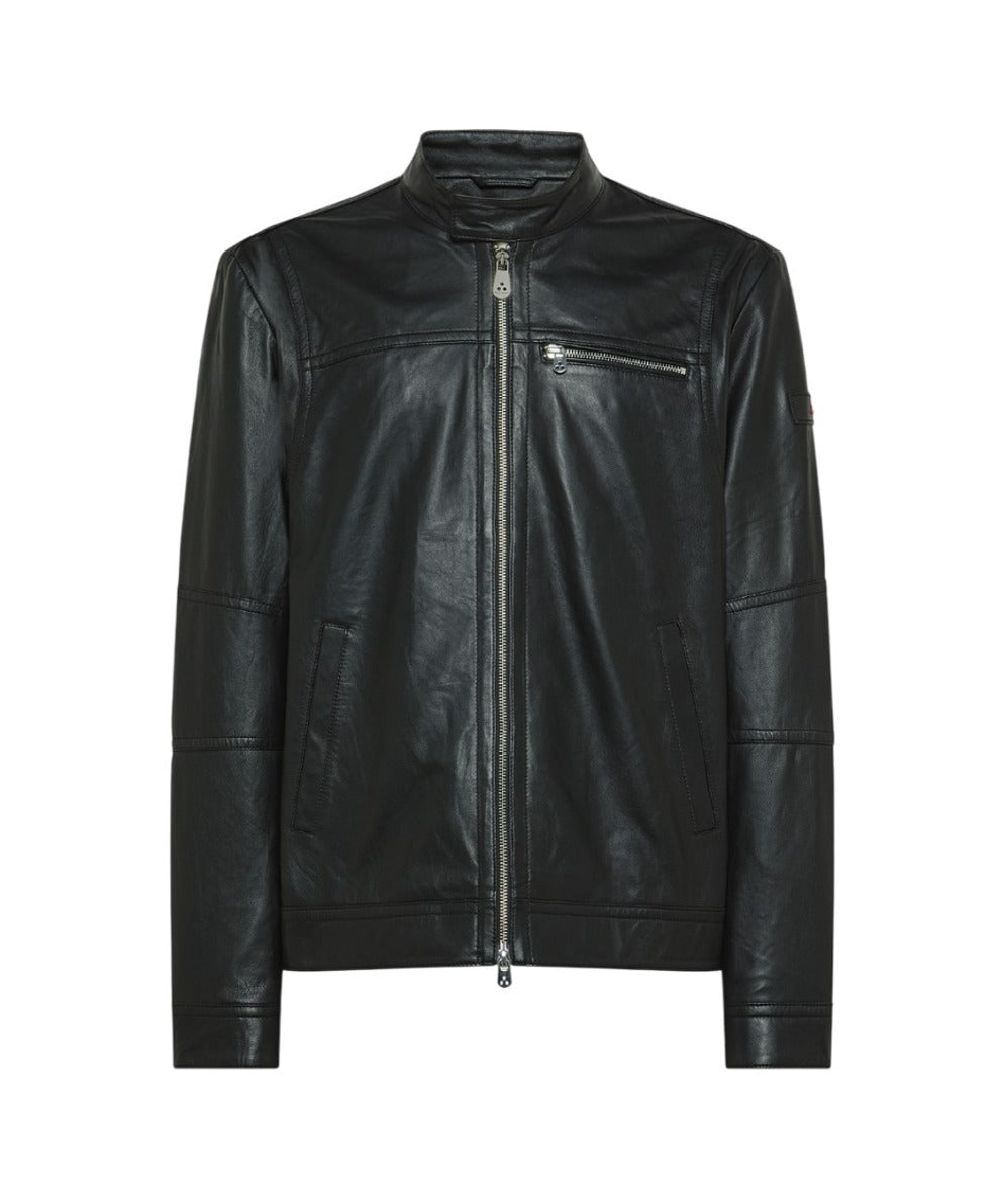 Black Calfskin Jacket With Contemporary Design