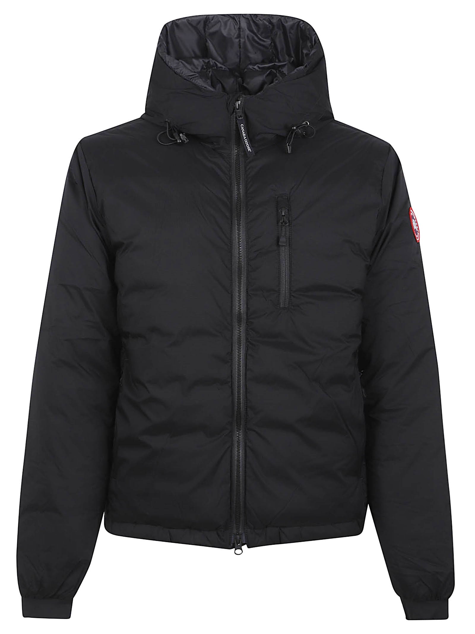 Insulated Black Jacket with High Collar and Functional Elements
