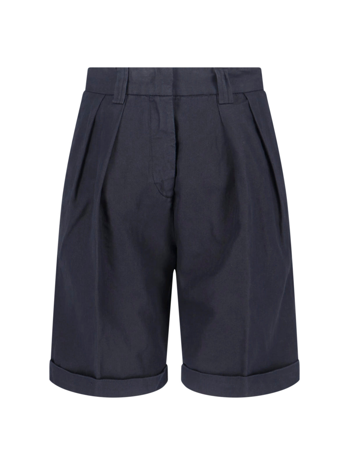 Navy Cotton Linen Shorts