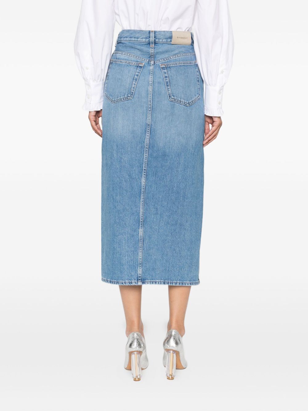 Medium Blue Denim Midi Skirt