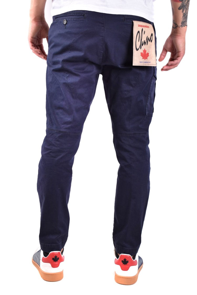 Tailored Blue Cargo Trousers With Premium Fabric Blend