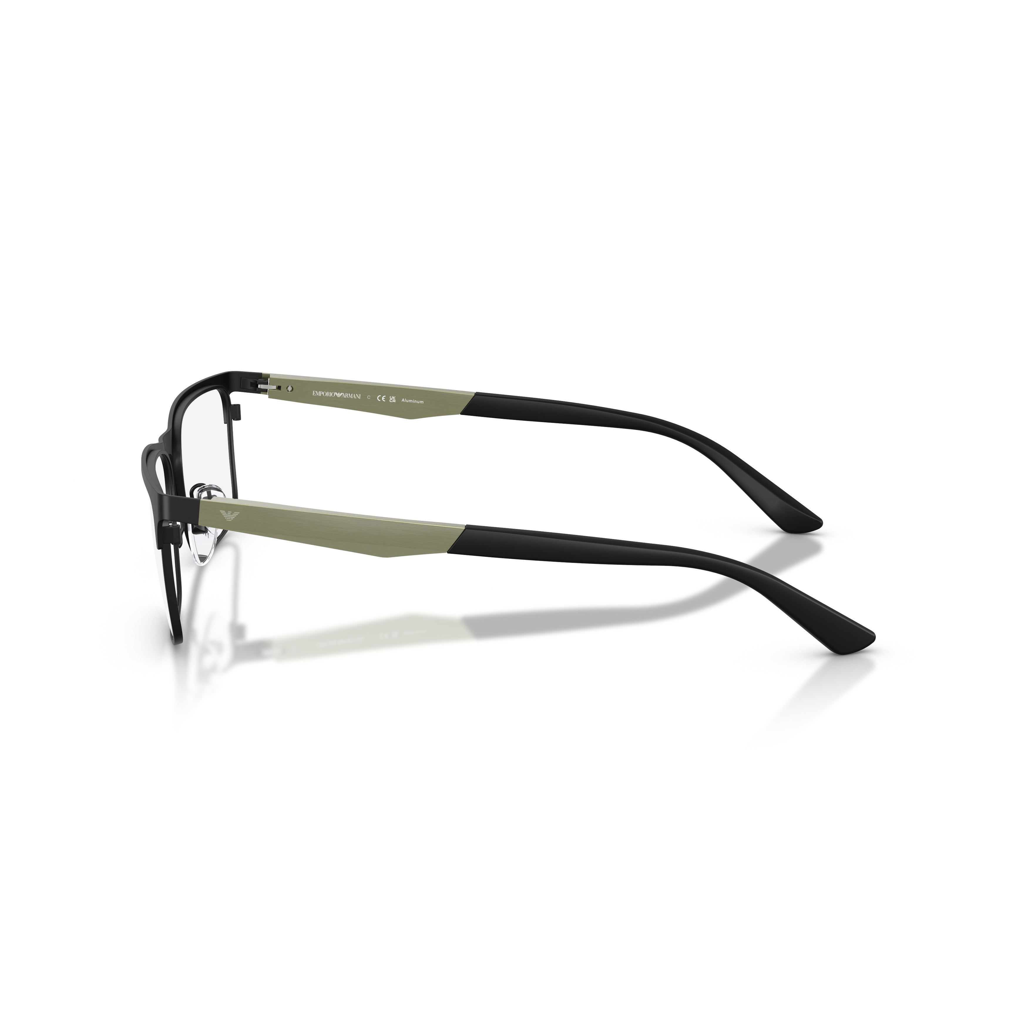 0ea1183 Rectangular Matte Black Eyeglasses with Olive Green Accents