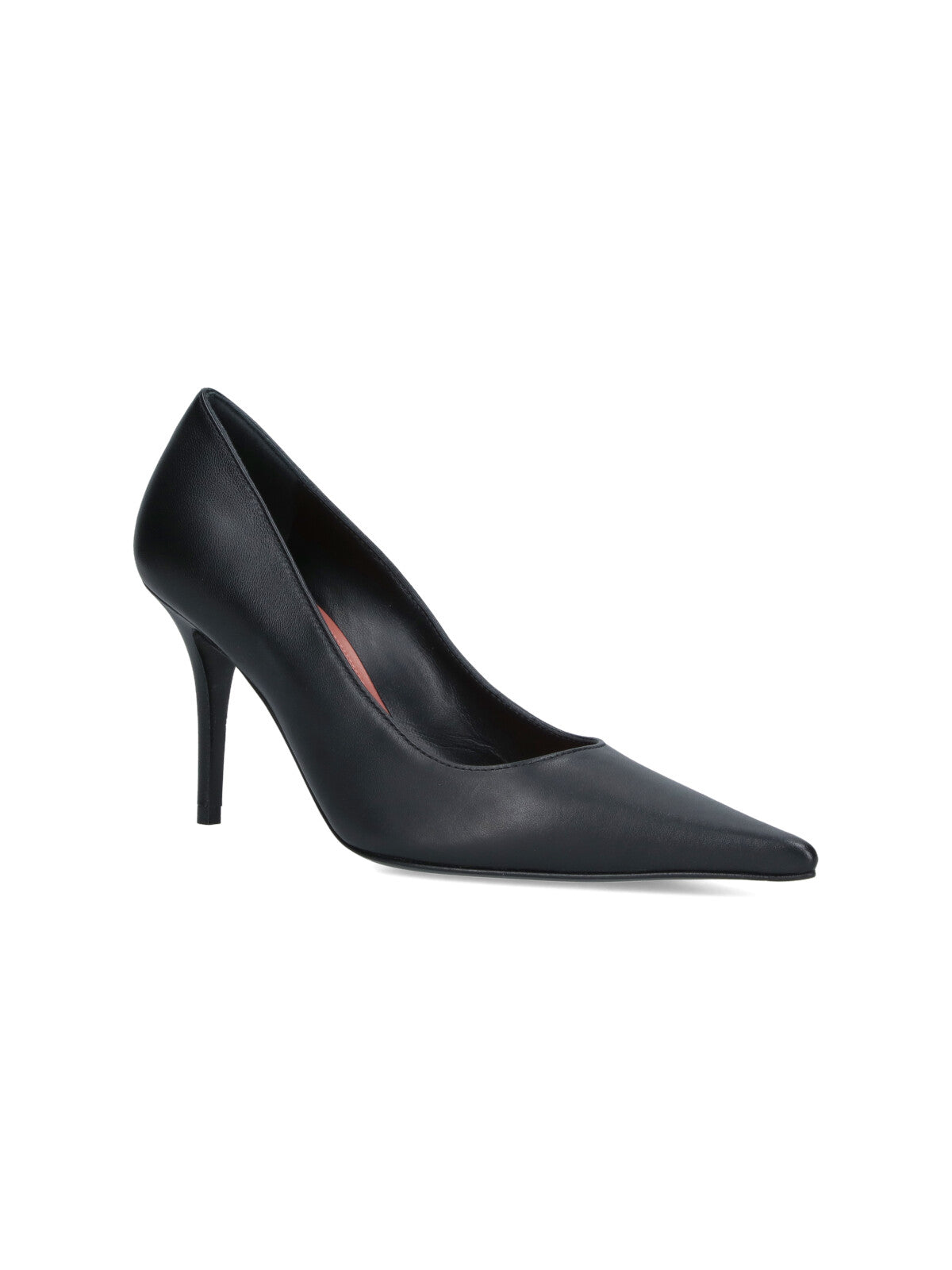 "Barbara" Pumps In Black Lambskin, Pointed Toe