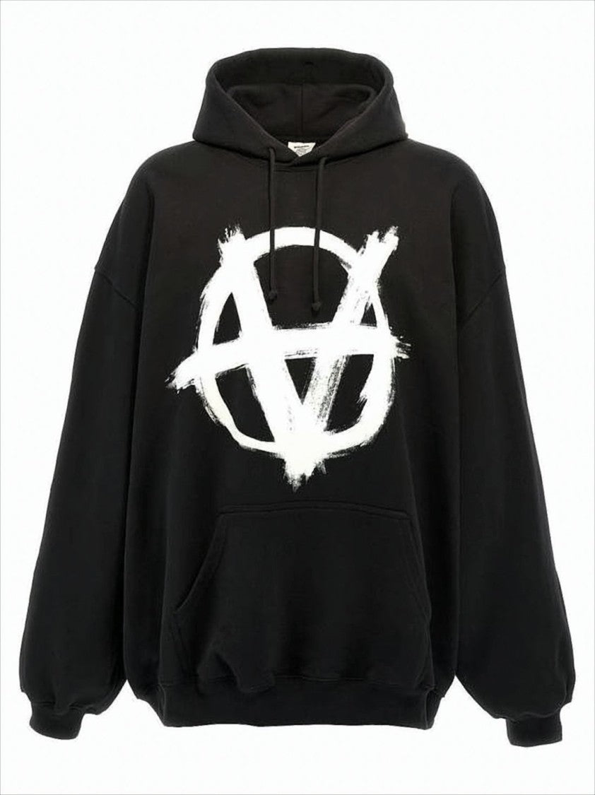 Oversized Black Hoodie with Graphic Logo