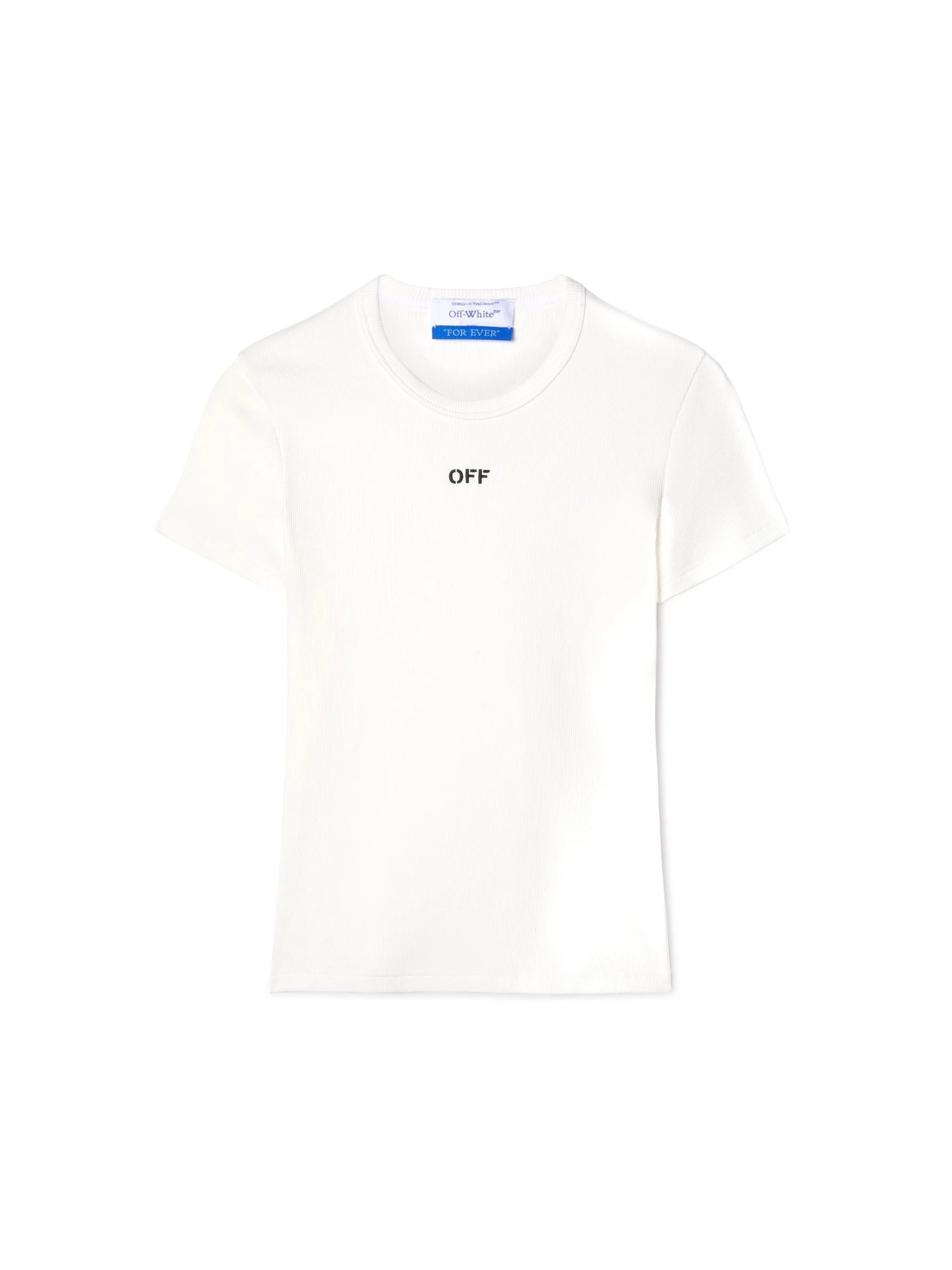 Off Stamp Rib Basic Cotton T-Shirt