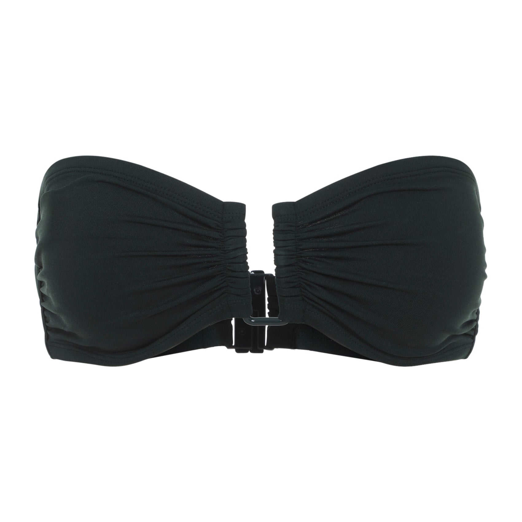 Bandeau Bikini Top with U-Shape Metal Link and Bust Shirring
