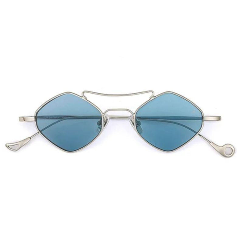 Medici C.1-65 Geometric Silver Sunglasses with Blue-Tinted Lenses