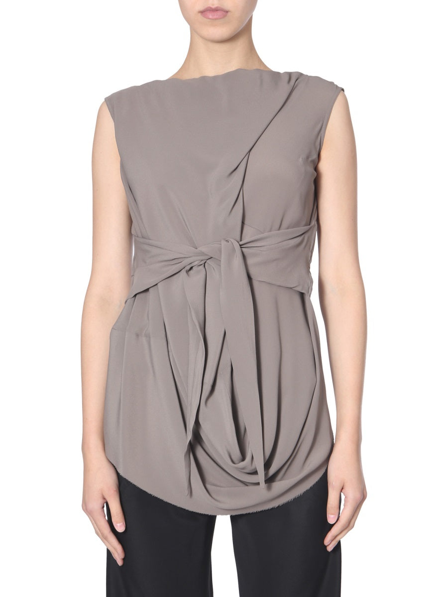Sleeveless Draped Top with Knotted Detailing