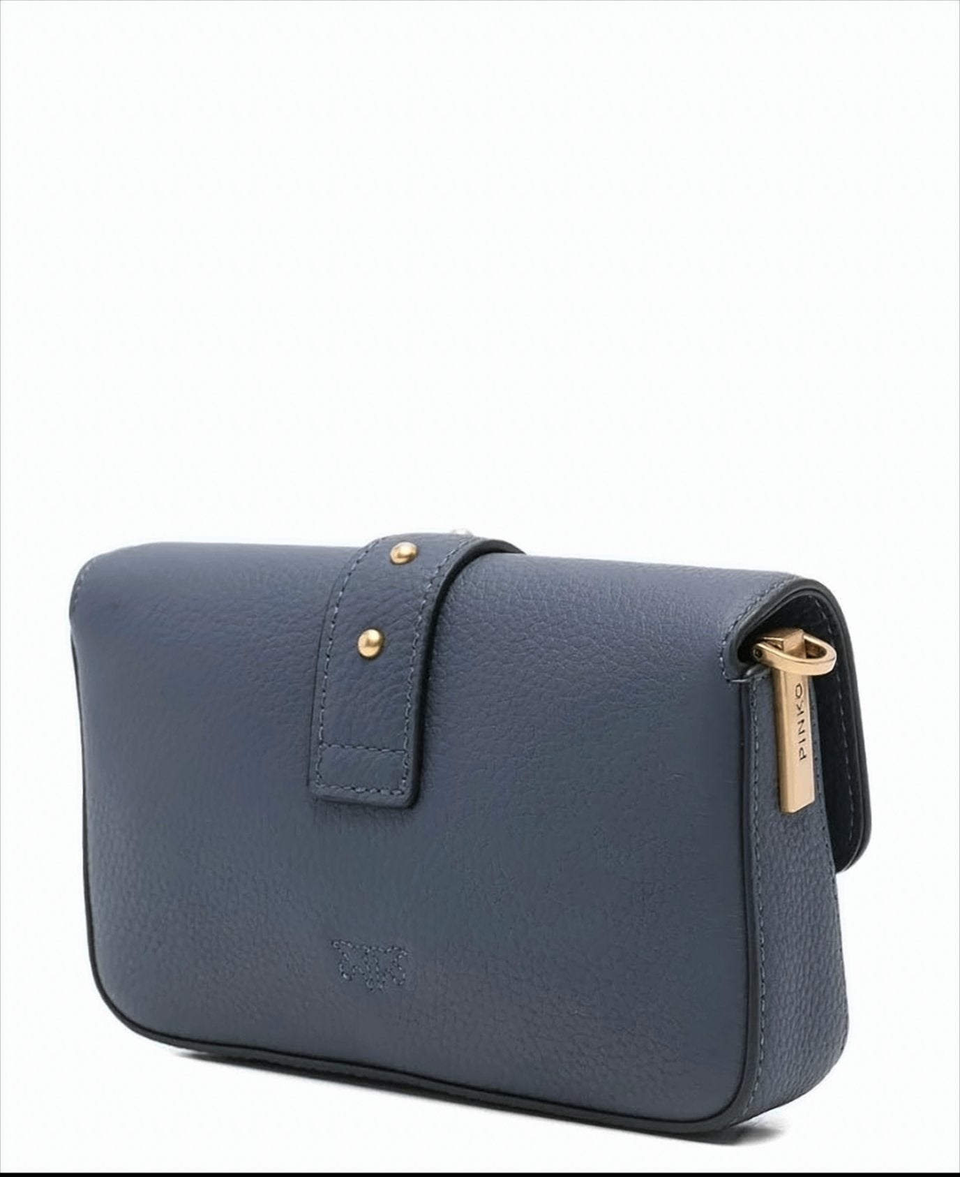 Blue Grained Leather Shoulder Bag