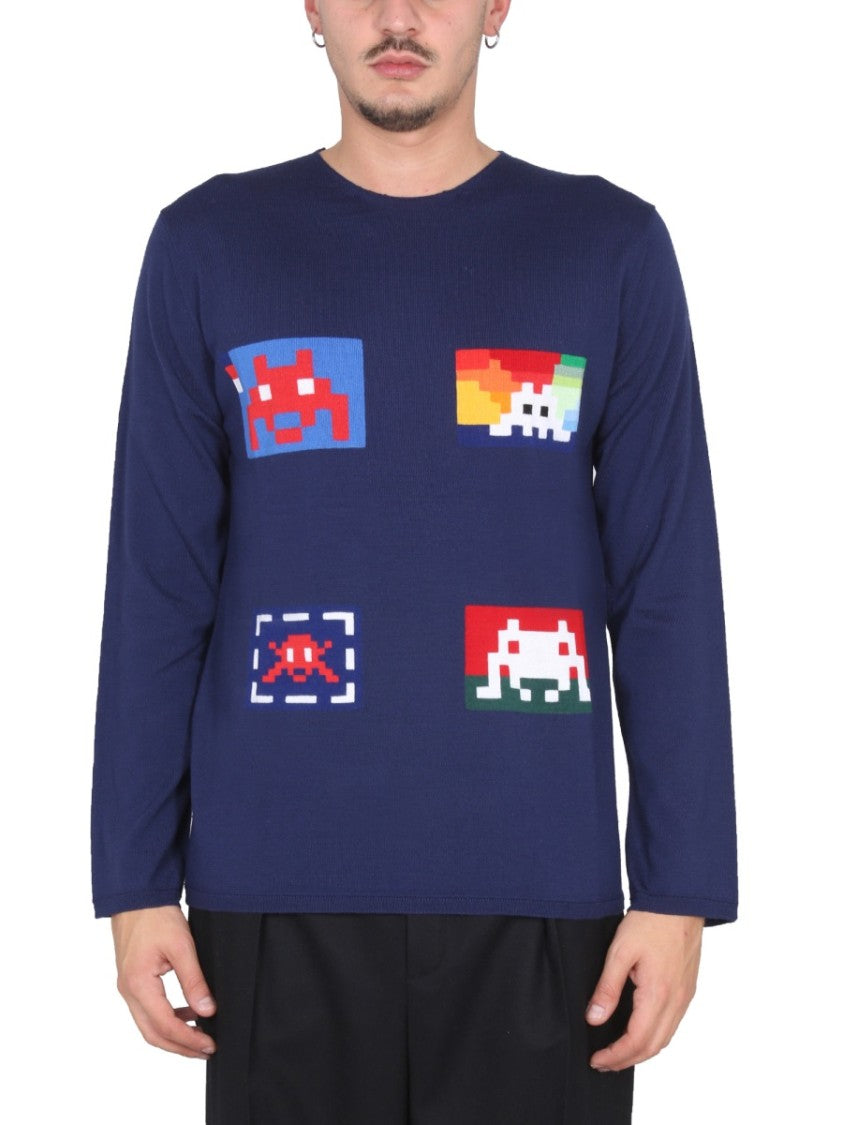 Pixelated Graphic Wool Jersey Sweater