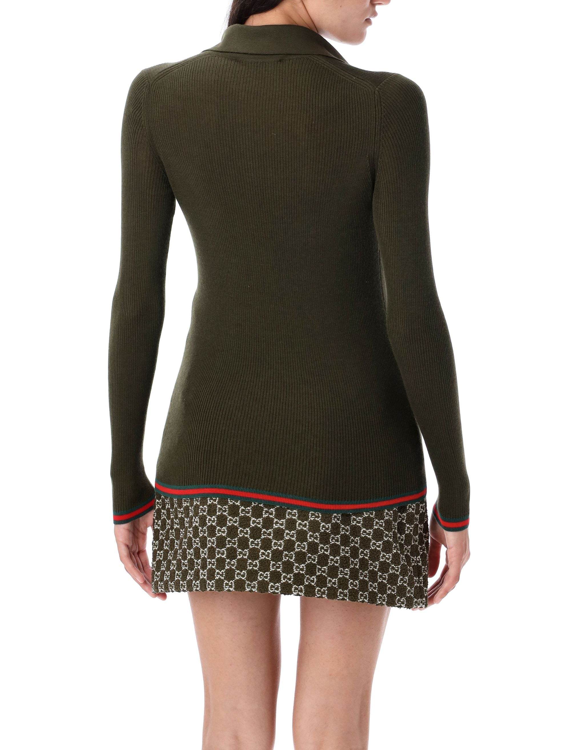 Ribbed Knit Ls Polo Top