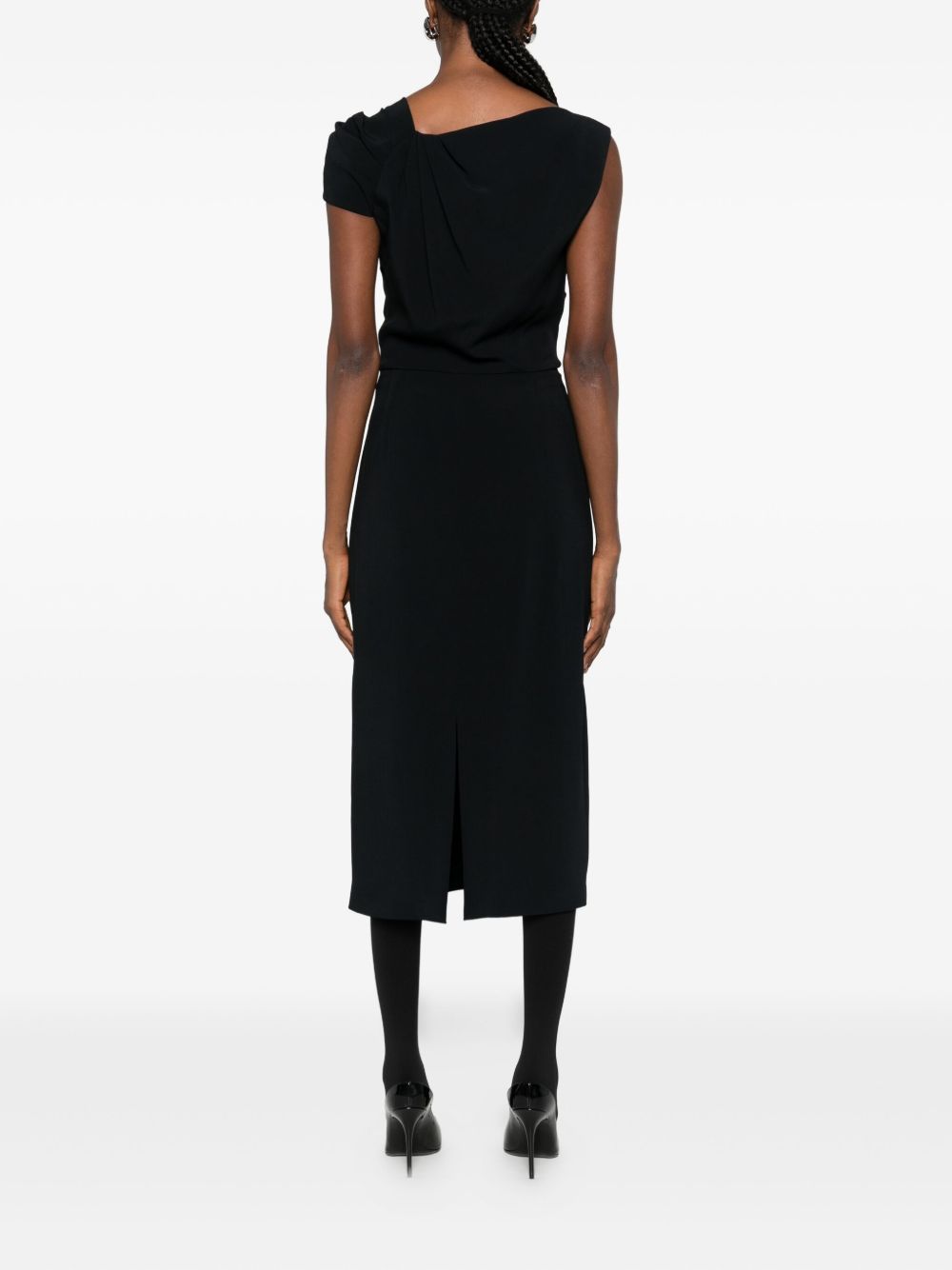Knee-Length Black Silk and Nylon Dress