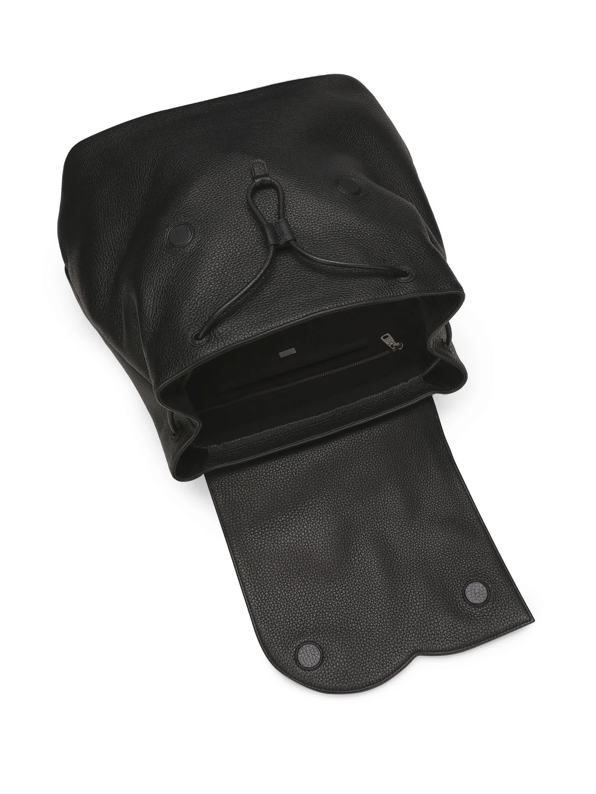 Black Deerskin 3D Embossed Logo Backpack