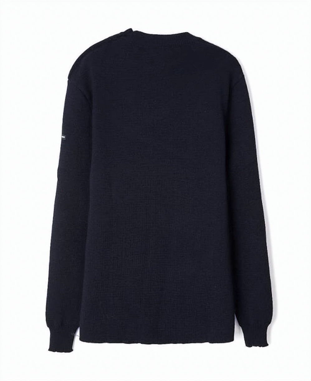Solid Deep Navy Wool Sweater
