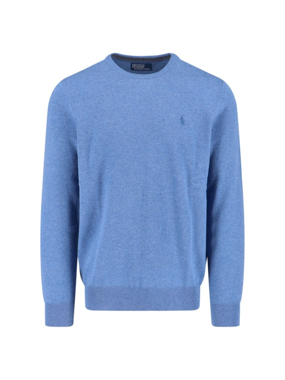 Crewneck Sweater With Ribbed Cuffs And Subtle Embroidery