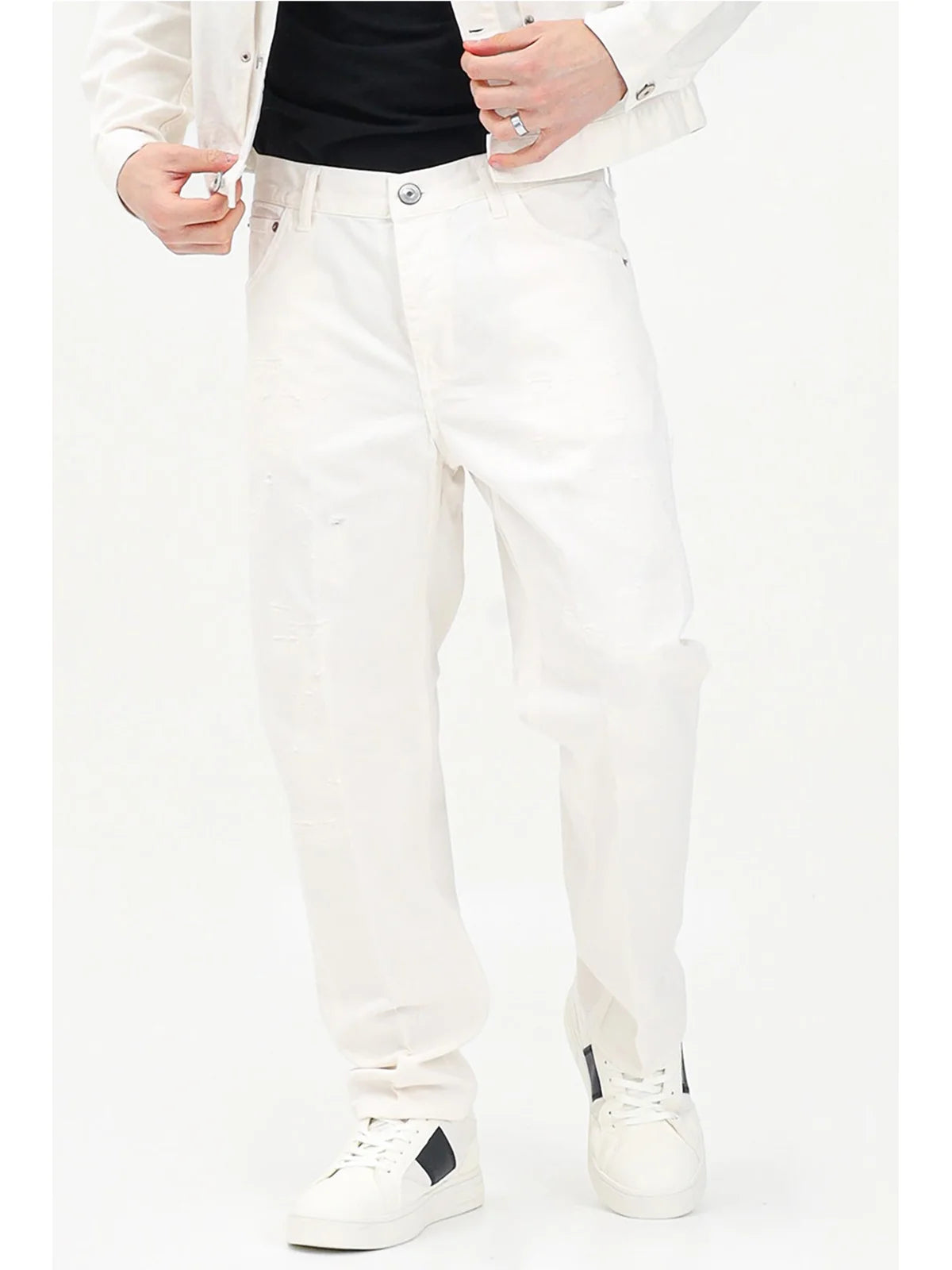 White Cotton Cargo Jeans