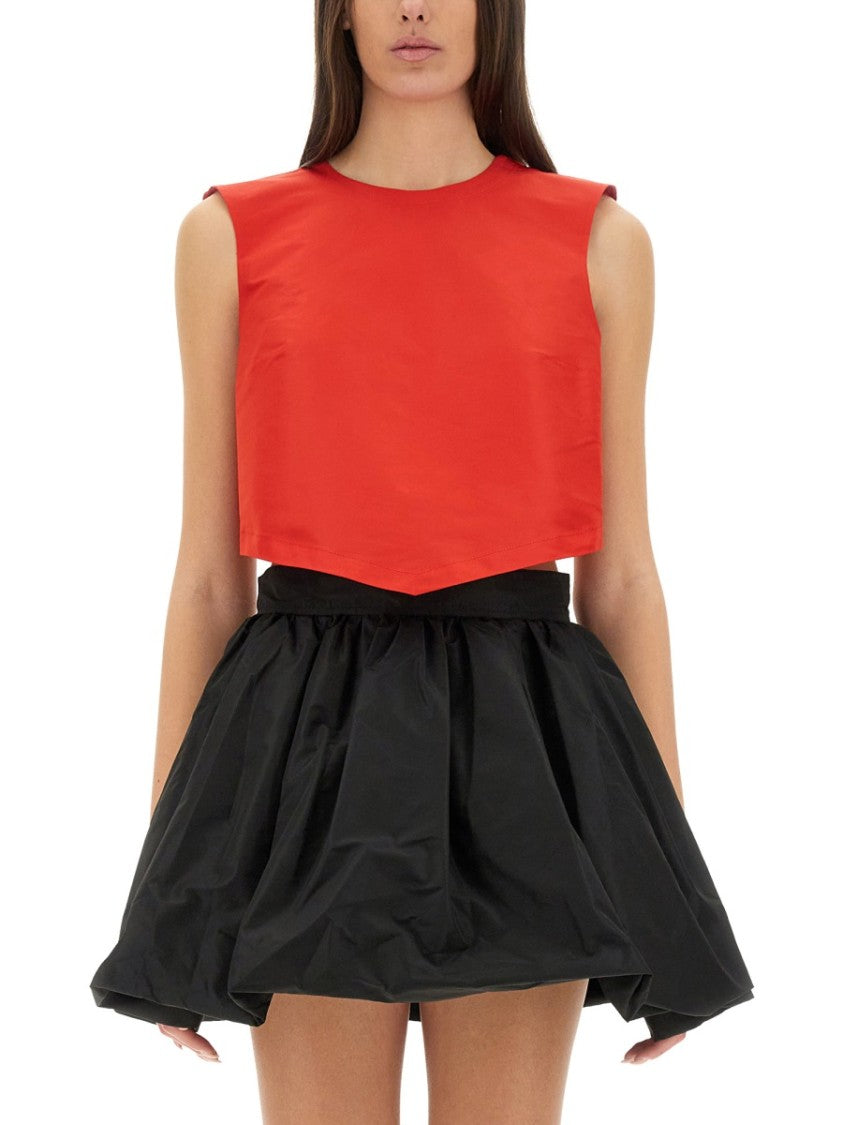 Cropped Red Top With Open Back
