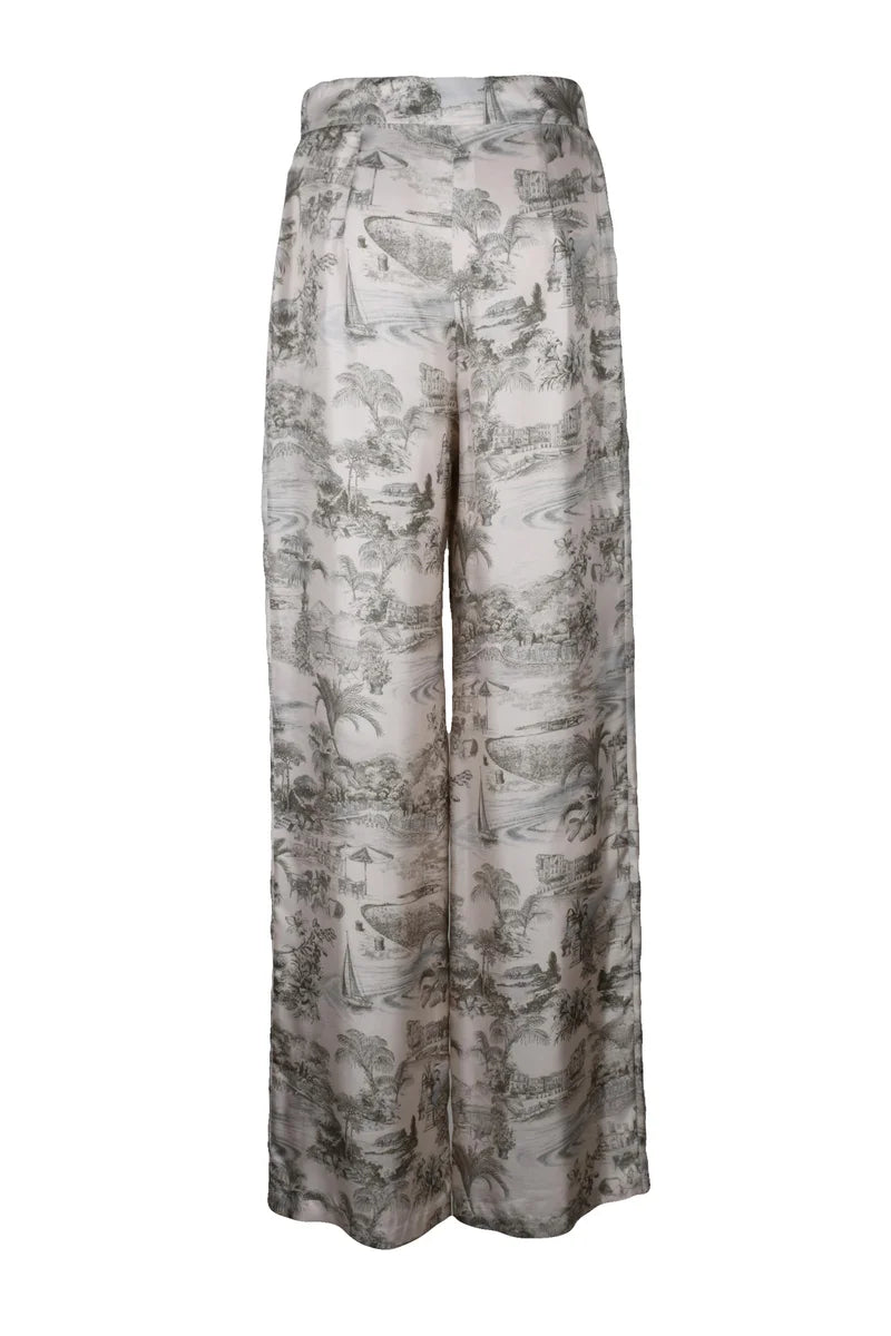 Zeus Wide Leg Silk Trousers - Multicolor